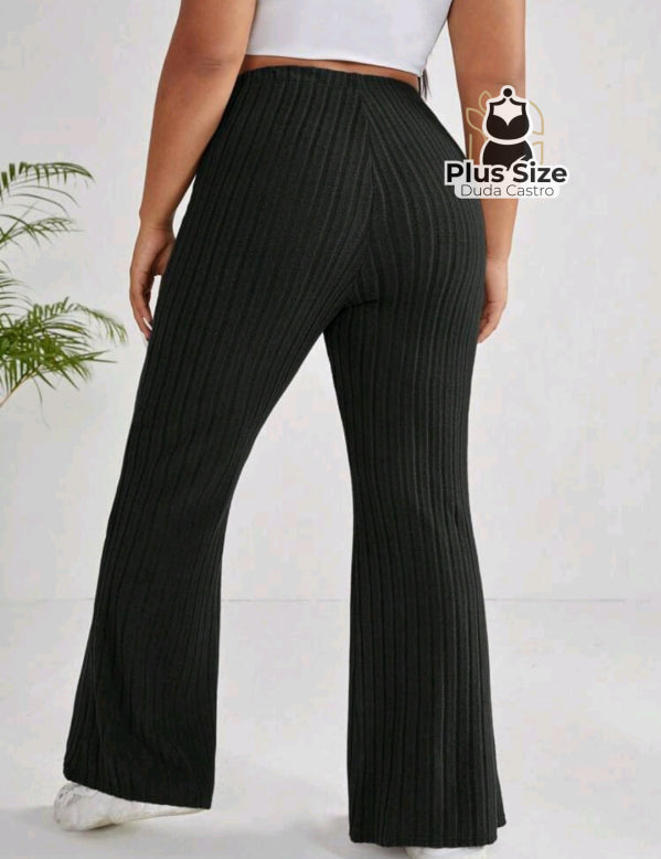 Plussize Calça Cintura Alta Calças Perna Flare Calça