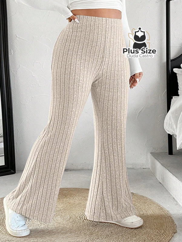 Calça Cintura Alta Flare Plus Size G / Damasco