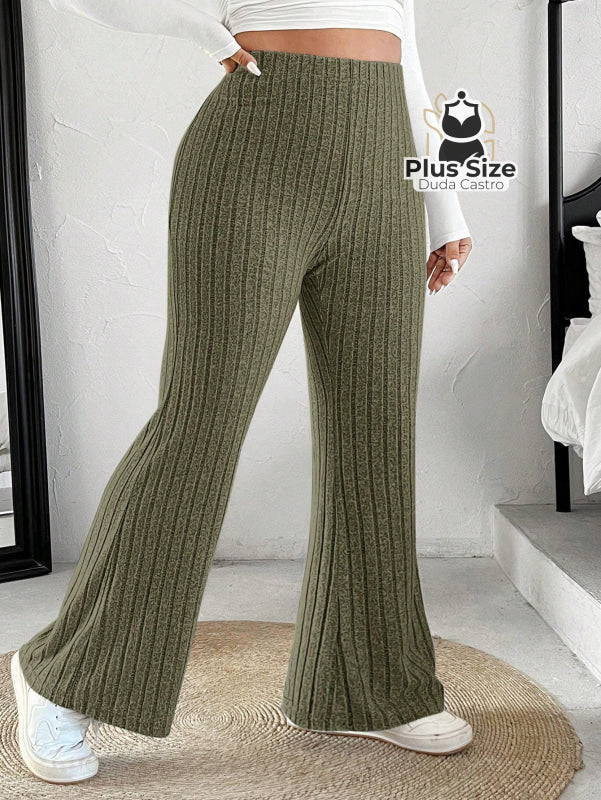 Calça Cintura Alta Flare Plus Size G / Verde