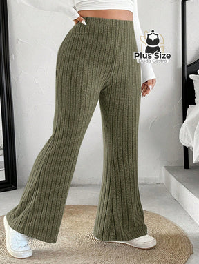 Calça Cintura Alta Flare Plus Size G / Verde