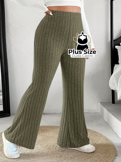 Calça Cintura Alta Flare Plus Size G / Verde