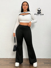 Calça Cintura Alta Perna Flare Preta Calça