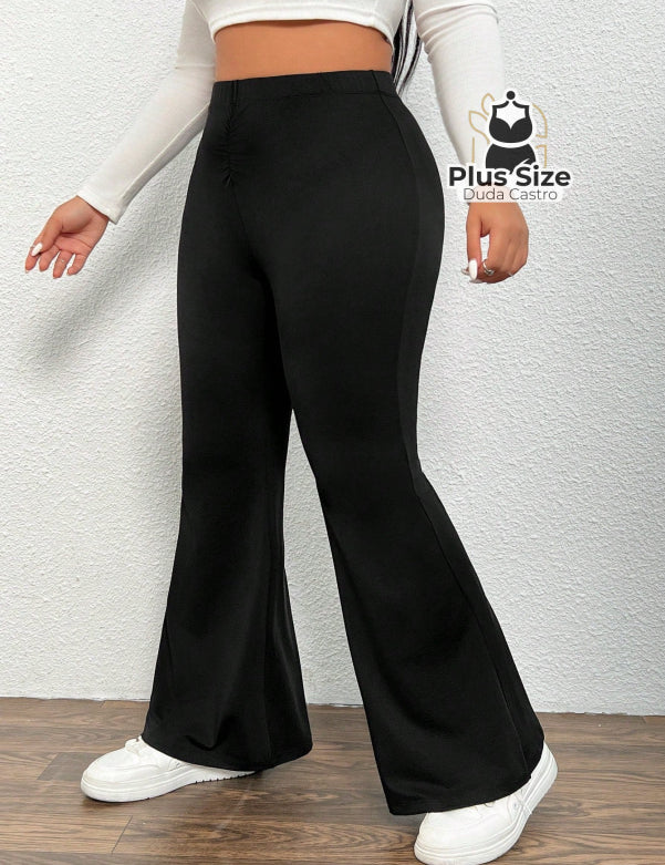 Calça Cintura Alta Perna Flare Preta Calça