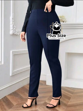 Plussize Calças Cintura Com Detalhes Social Calça