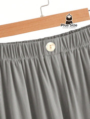 Calça Lisa Com Coz Elático E Botão Várias Cores Plus Size Calça
