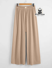 Calça Lisa Com Coz Elático E Botão Várias Cores Plus Size G / Caqui Calça