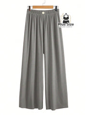 Calça Lisa Com Coz Elático E Botão Várias Cores Plus Size G / Cinza Calça