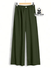 Calça Lisa Com Coz Elático E Botão Várias Cores Plus Size G / Verde Militar Calça