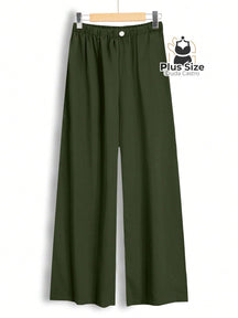 Calça Lisa Com Coz Elático E Botão Várias Cores Plus Size G / Verde Militar Calça