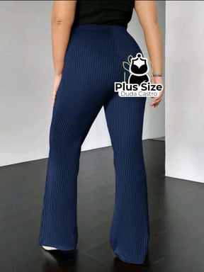 Plussize Calça De Trocô Malha Perna Flare Calça