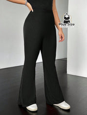 Calça de Tricô de Malha Flare Plus Size Calça de Tricô de Malha Flare Plus Size