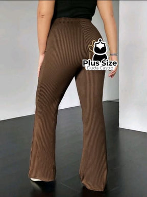 Plussize Calça De Trocô Malha Perna Flare Calça