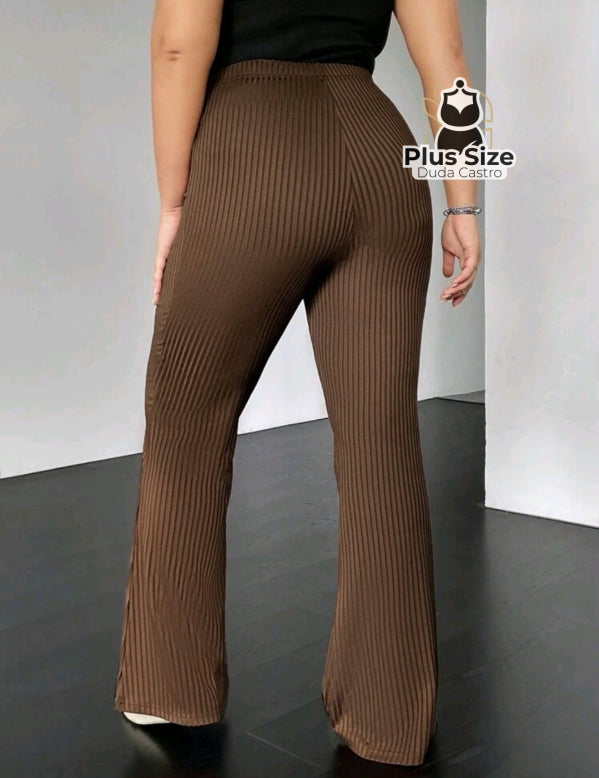 Plussize Calça De Trocô Malha Perna Flare Calça