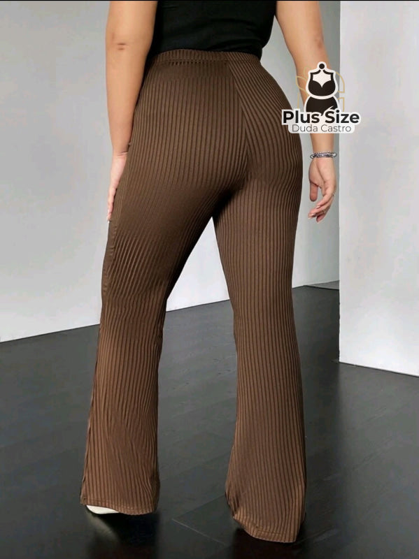 Plussize Calça De Trocô Malha Perna Flare Calça