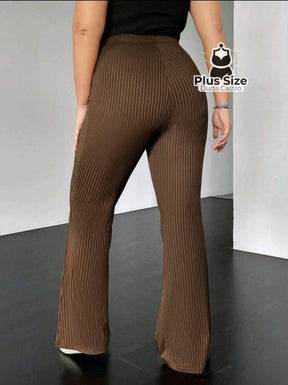 Plussize Calça De Trocô Malha Perna Flare Calça