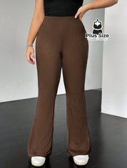 Calça De Tricô Malha Flare Plus Size Calça