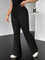 Calça de Tricô de Malha Flare Plus Size G / Preto Calça de Tricô de Malha Flare Plus Size