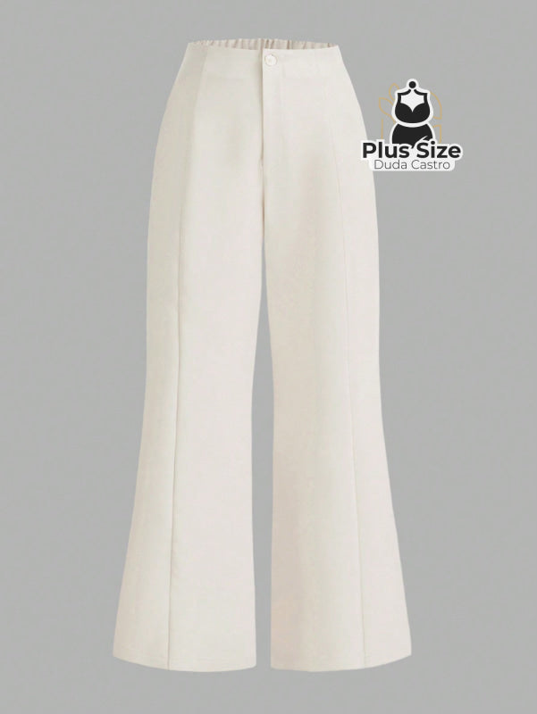 Calça Flare Alfaiataria com Cintura Flexível e Caimento Impecável Calça Reta Simples Elegante Delicada Várias Cores