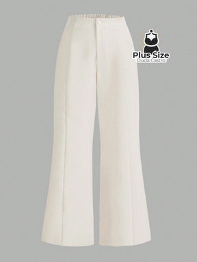 Calça Flare Alfaiataria com Cintura Flexível e Caimento Impecável Calça Reta Simples Elegante Delicada Várias Cores