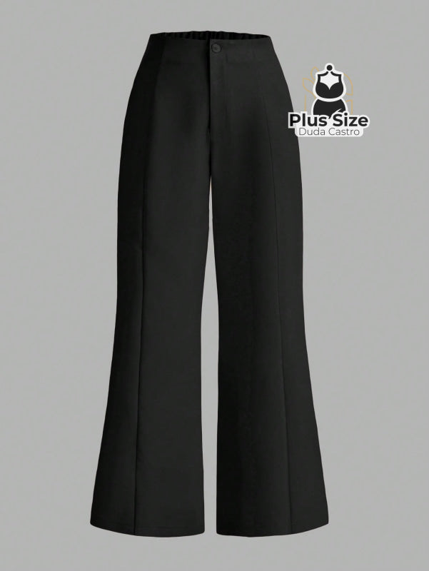 Calça Flare Alfaiataria com Cintura Flexível e Caimento Impecável Calça Reta Simples Elegante Delicada Várias Cores