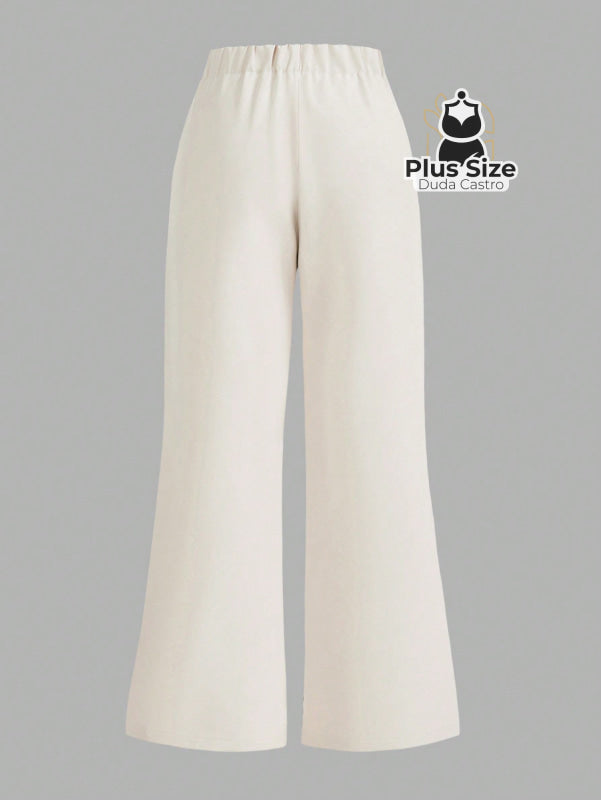 Calça Flare Alfaiataria com Cintura Flexível e Caimento Impecável Calça Reta Simples Elegante Delicada Várias Cores