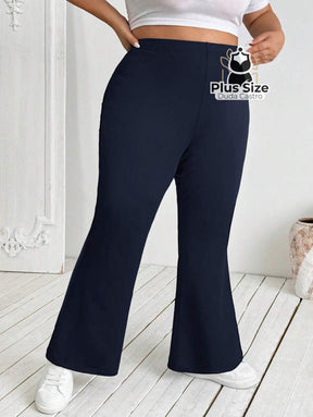 Calça Flare de Alta Elasticidade Plus Size Extra Calça Flare de Alta Elasticidade Plus Size Extra