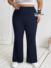 Calça Flare de Alta Elasticidade Plus Size Extra G5 / Azul Marinho Calça Flare de Alta Elasticidade Plus Size Extra