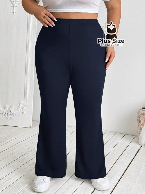Calça Flare de Alta Elasticidade Plus Size Extra G5 / Azul Marinho Calça Flare de Alta Elasticidade Plus Size Extra