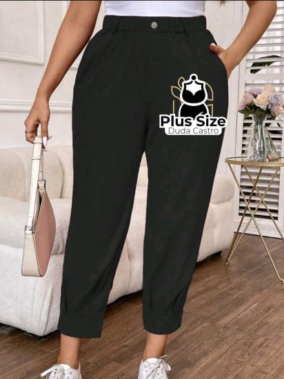 Plussize Calça Lisa Com Bolso Calça