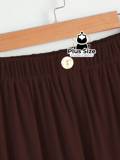 Calça Lisa Com Coz Elático E Botão Várias Cores Plus Size Calça