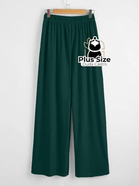 Calça Lisa Com Coz Elático E Botão Várias Cores Plus Size Calça