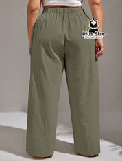 Calça Lisa de Botão Perna Reta Plus Size Calça Lisa de Botão Perna Reta Plus Size