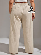 Calça Lisa de Botão Perna Reta Plus Size Calça Lisa de Botão Perna Reta Plus Size