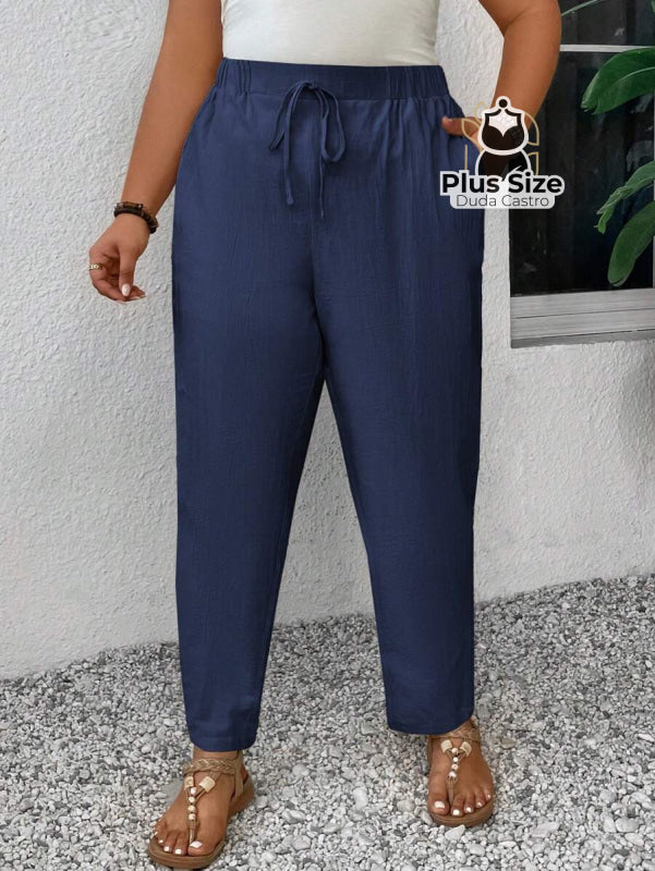 Calça Natural Luxe com Bolsos Laterais | 100% Algodão Calça Natural Luxe com Bolsos Laterais | 100% Algodão