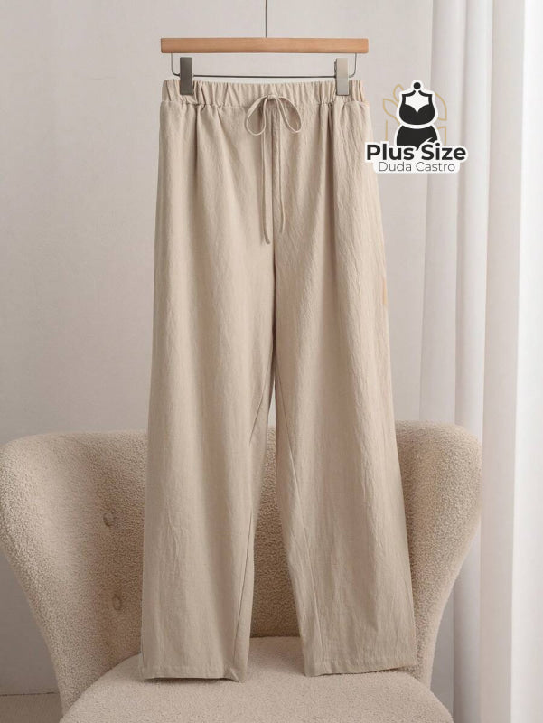 Calça Natural Luxe com Bolsos Laterais | 100% Algodão Calça Natural Luxe com Bolsos Laterais | 100% Algodão