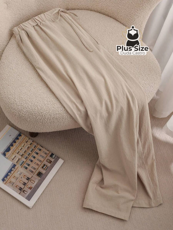 Calça Natural Luxe com Bolsos Laterais | 100% Algodão Calça Natural Luxe com Bolsos Laterais | 100% Algodão