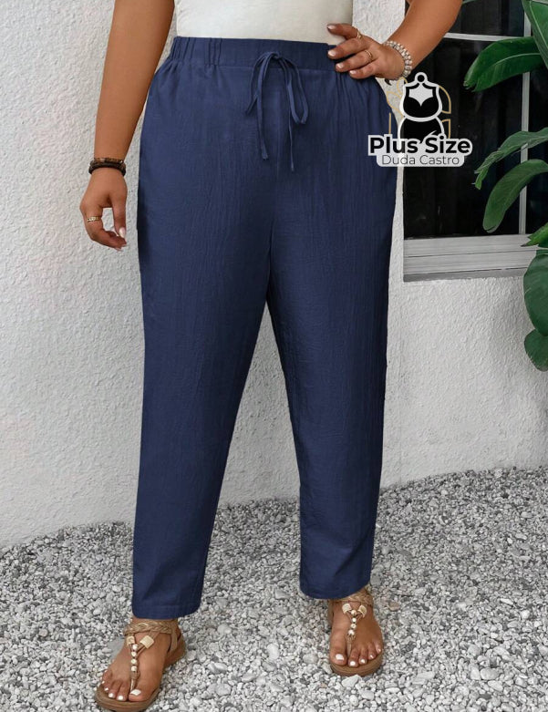 Calça Natural Luxe com Bolsos Laterais | 100% Algodão Calça Natural Luxe com Bolsos Laterais | 100% Algodão