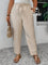 Calças Em Linho Cintura Elástica E Bolsos 100% Algodão Plus Size Várias Cores G / Damasco Calça