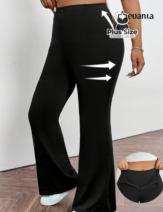 Calça Pantalona Modeladora Plus Size – Cintura Alta e Efeito Levanta Bumbum Calça Pantalona Modeladora Plus Size –