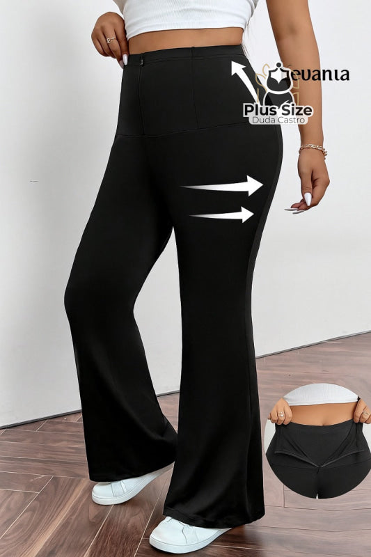 Calça Pantalona Modeladora Plus Size – Cintura Alta e Efeito Levanta Bumbum Calça Pantalona Modeladora Plus Size –
