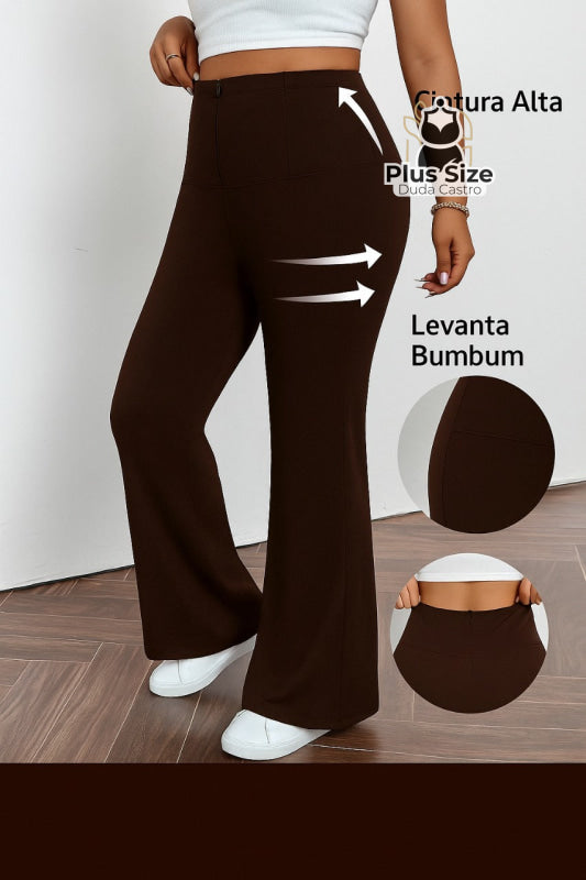 Calça Pantalona Modeladora Plus Size – Cintura Alta e Efeito Levanta Bumbum Calça Pantalona Modeladora Plus Size –