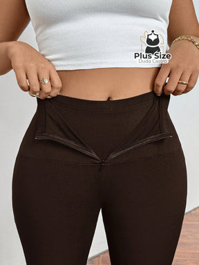 Calça Pantalona Modeladora Plus Size – Cintura Alta e Efeito Levanta Bumbum Calça Pantalona Modeladora Plus Size –