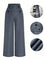 Calça Perna Larga Cintura Alta com Detalhe de Botões Várias Cores Plus Size G / Azul Marinho Calça Perna Larga Cintura