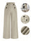 Calça Perna Larga Cintura Alta com Detalhe de Botões Várias Cores Plus Size G / Damasco Calça Perna Larga Cintura Alta