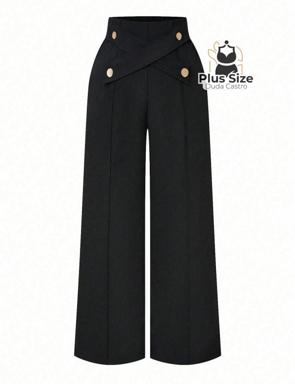  Preto 110 Calça Perna Larga Cintura
