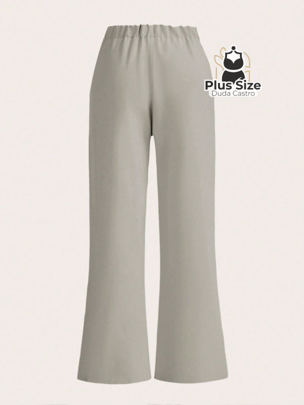 Calça Reta Simples Elegante Delicada Plus Size Extra Calça Reta Simples Elegante Delicada Plus Size Extra