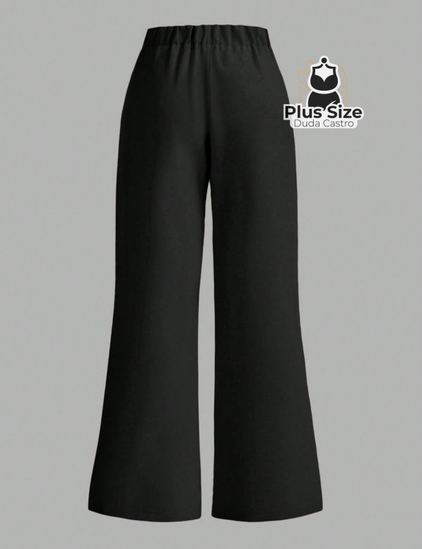 Calça Reta Simples Elegante Delicada Plus Size Extra 130 Calça Reta Simples Elegante Delicada Plus Size Extra