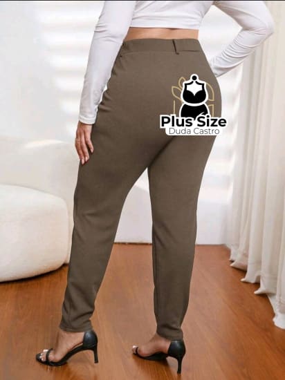 Plussize Calças Social Afuniladas Com Zíper Calça