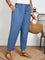 Calças Cintura Elástica e Bolsos Diagonais Plus Size Várias Cores G / Azul 197 Calças Cintura Elástica e Bolsos