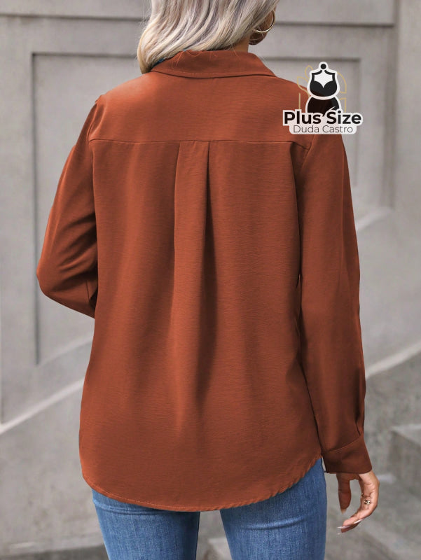 Camisa Casual com Botões Plus Size Várias Cores Camisa Casual com Botões Plus Size Várias Cores